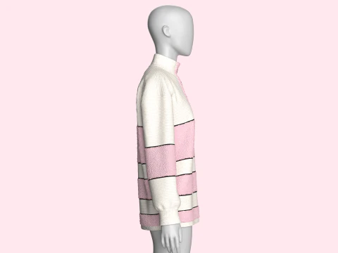 Girls Fashion Sweater With Sherpa 3D Model