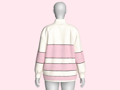 Girls Fashion Sweater With Sherpa 3D Model