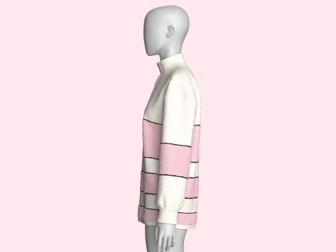 Girls Fashion Sweater With Sherpa 3D Model