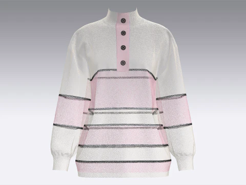 Girls Fashion Sweater With Sherpa 3D Model