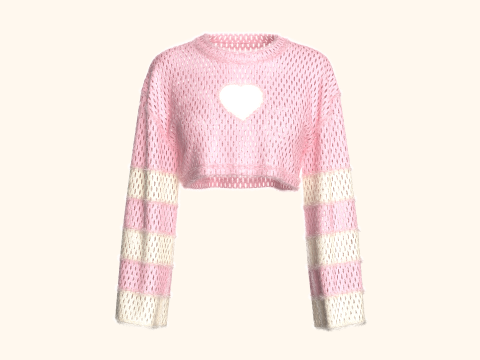 ファー付きガールズクロップセーター 3Dモデル