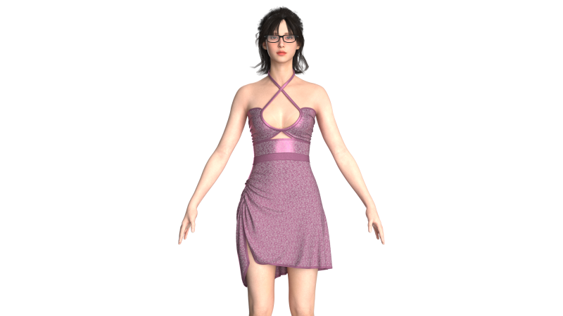 Kız &Ccedil;ocuk Baskılı &Ccedil;apraz Midi Elbise 3D Model .c4d .max .obj .3ds .fbx .stl .blend 