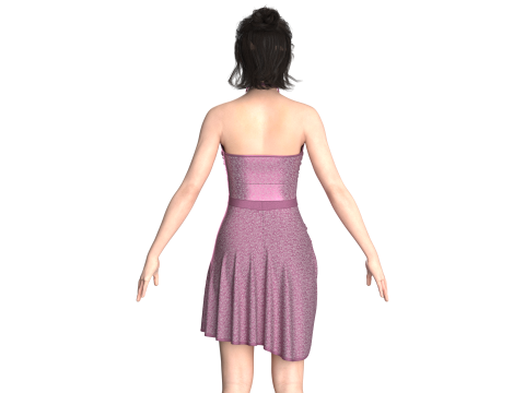 Kız &Ccedil;ocuk Baskılı &Ccedil;apraz Midi Elbise 3D Model