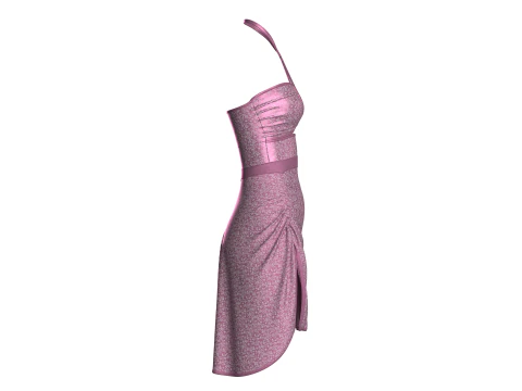Girls Printed Criss Cross Midi Dress 3D Model
