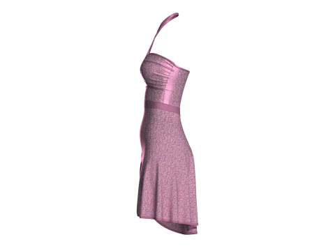 Girls Printed Criss Cross Midi Dress 3D Model