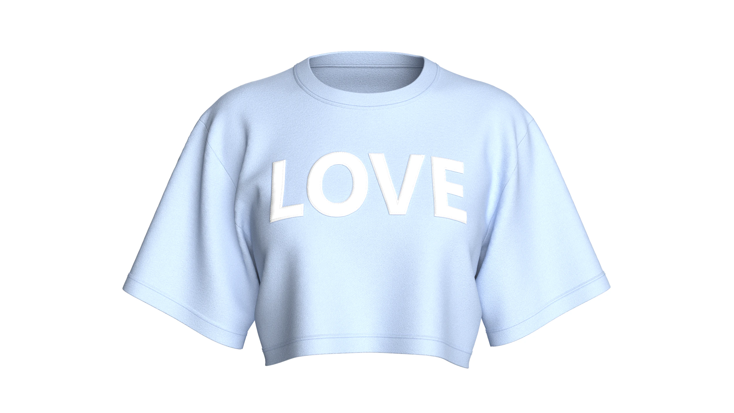 Girls Cropped Tshirt - LOVE 3D Model .c4d .max .obj .3ds .fbx .stl .blend 
