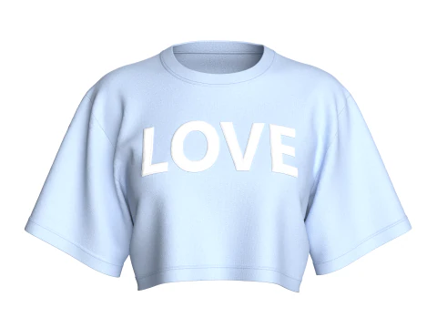 Camiseta Cropped Menina - LOVE Modelo 3D