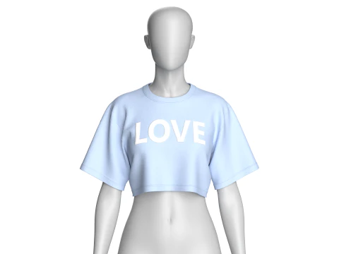 Girls Cropped Tshirt - LOVE 3D Model