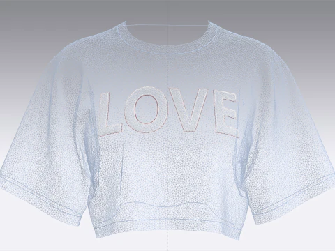 Girls Cropped Tshirt - LOVE 3D Model