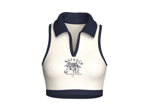 लड़कियों के लिए प्रिंटेड स्लीव लेस क्रॉप टॉप - प्रकृति 3D मॉडल