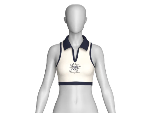 Girls Printed Sleeve Less Crop Top - Nature 3D Model