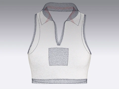 Girls Printed Sleeve Less Crop Top - Nature 3D Model