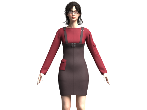 Dziewczęca modna sukienka na imprezę V4 Model 3D