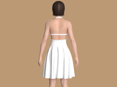 Ladies Kitchen Apron Large Pocket 3D Model