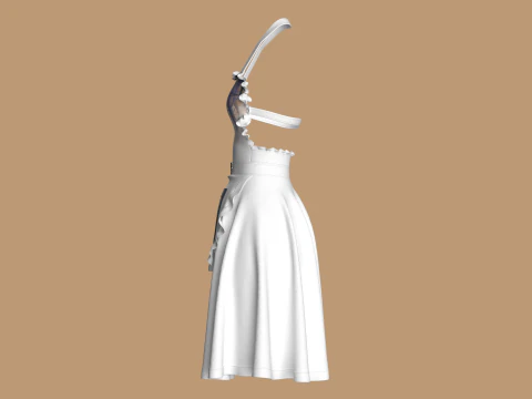 Ladies Kitchen Apron Large Pocket 3D Model