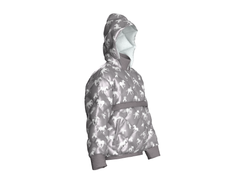 Men Winter Printed Hooded Puffer Jacket 3D Model