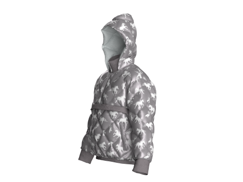 Men Winter Printed Hooded Puffer Jacket 3D Model