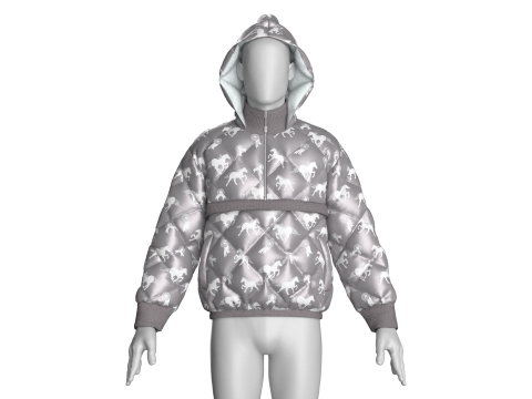 Men Winter Printed Hooded Puffer Jacket 3D Model