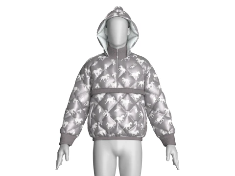 Men Winter Printed Hooded Puffer Jacket 3D Model