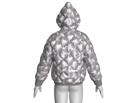 Men Winter Printed Hooded Puffer Jacket 3D Model