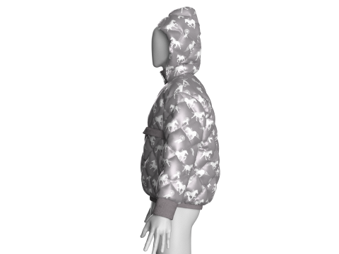 Men Winter Printed Hooded Puffer Jacket 3D Model