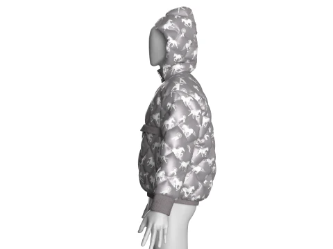 Men Winter Printed Hooded Puffer Jacket 3D Model