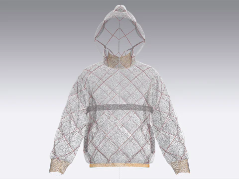 Men Winter Printed Hooded Puffer Jacket 3D Model