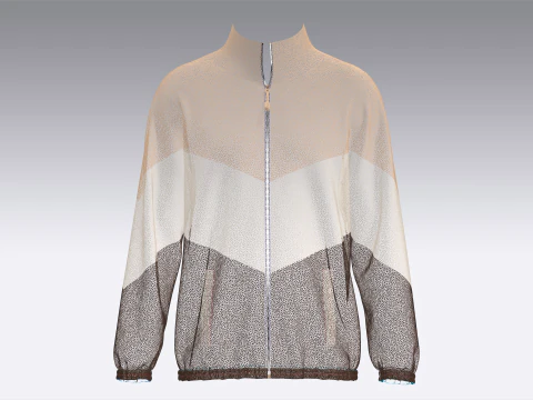 Men 3 Ton Zip Jacket With Elastic Bottom 3D Model