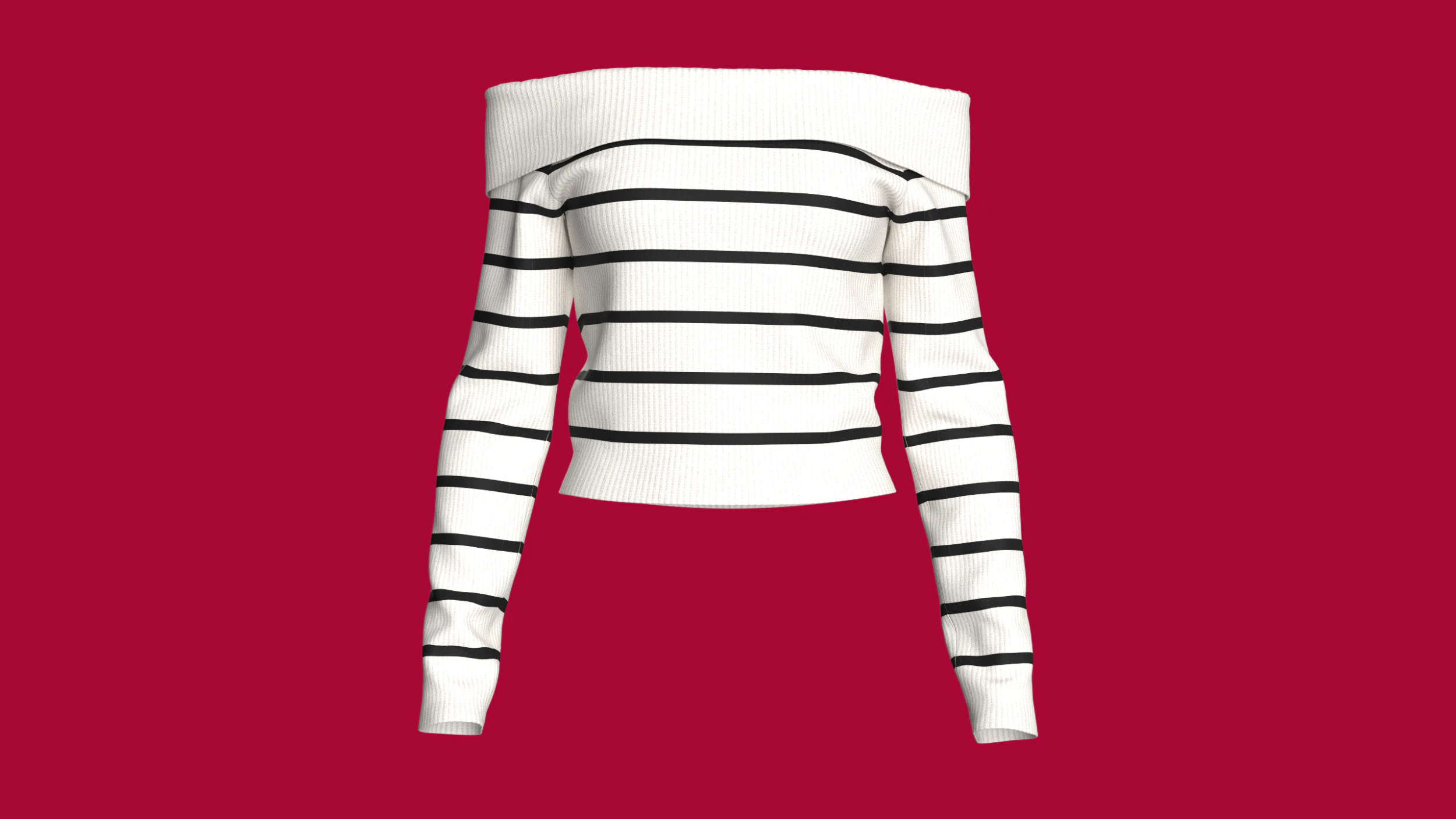 Girls Striped Drop Shoulder Sweater 3D Model .c4d .max .obj .3ds .fbx .stl .blend 