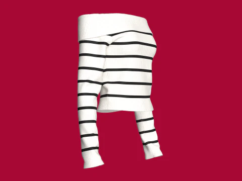 Girls Striped Drop Shoulder Sweater 3D Model