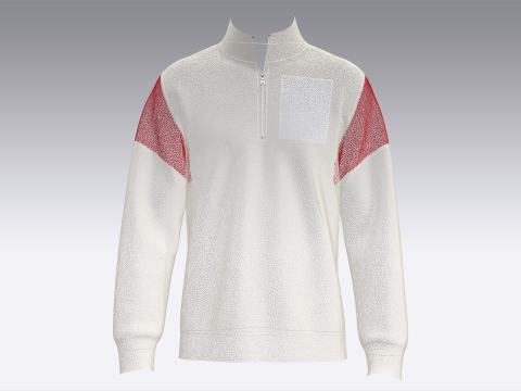 Men Printed Half Zip Jacket - TOKYO 3D Model