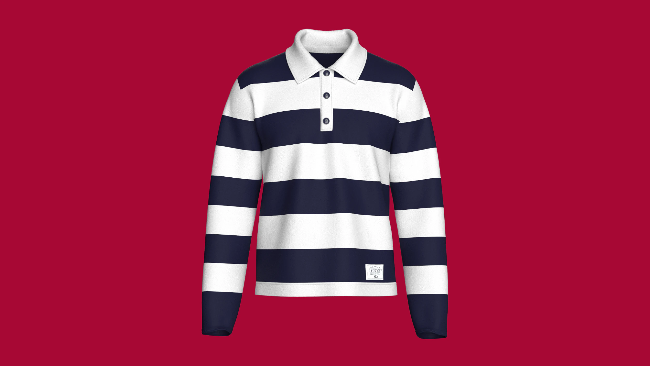 Men Long Sleeve Polo Sweatshirt With Patch 3D Model .c4d .max .obj .3ds .fbx .stl .blend 