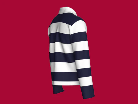 Men Long Sleeve Polo Sweatshirt With Patch 3D Model