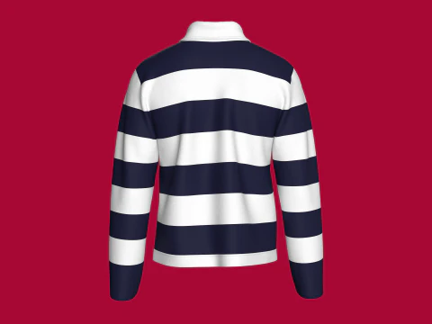 Men Long Sleeve Polo Sweatshirt With Patch 3D Model