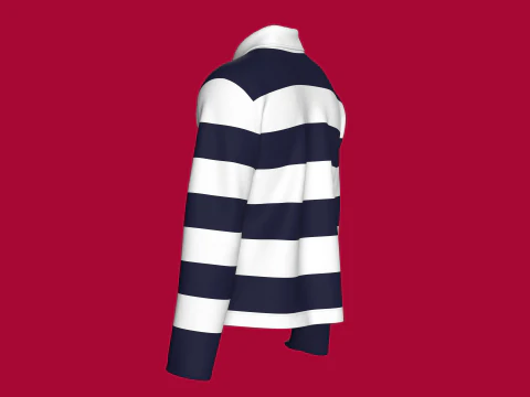 Men Long Sleeve Polo Sweatshirt With Patch 3D Model