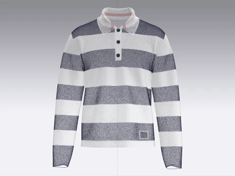 Men Long Sleeve Polo Sweatshirt With Patch 3D Model