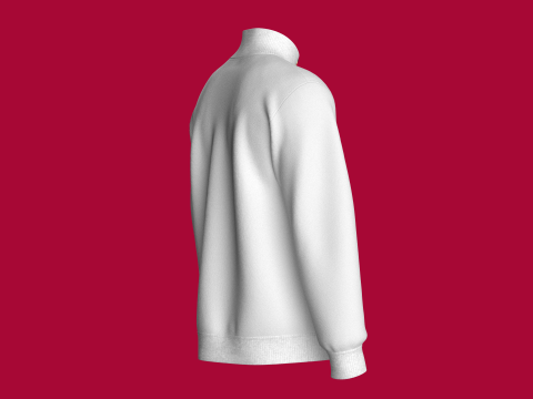 Men Half Zip Jacket With Printed Kangaroo Pocket 3D Model