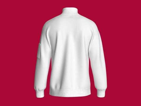 Men Half Zip Jacket With Printed Kangaroo Pocket 3D Model