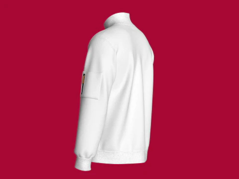 Jaqueta masculina meio z&iacute;per com bolso canguru estampado Modelo 3D