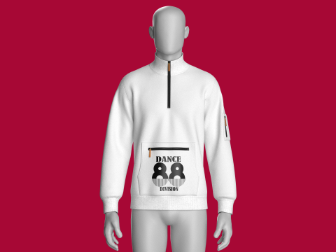 Men Half Zip Jacket With Printed Kangaroo Pocket 3D Model