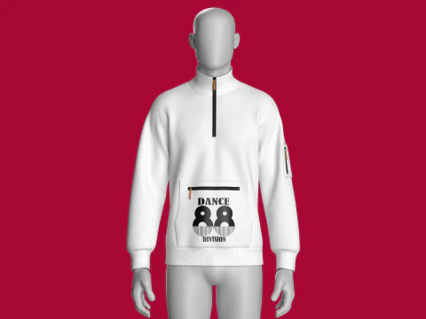 Jaqueta masculina meio z&iacute;per com bolso canguru estampado Modelo 3D