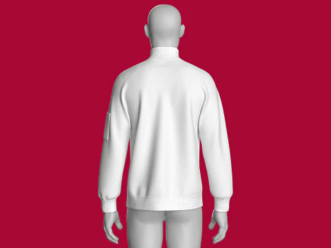 Jaqueta masculina meio z&iacute;per com bolso canguru estampado Modelo 3D