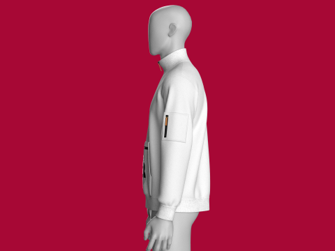 Men Half Zip Jacket With Printed Kangaroo Pocket 3D Model