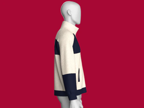 Men 2 Ton Printed Jacket With Sherpa 3D Model