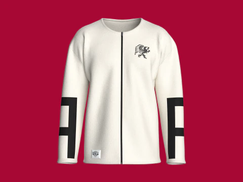 Moletom masculino estampado com z&iacute;per e remendo Modelo 3D