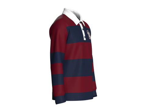 Men Printed Polo Sweatshirt With Patch 3D Model