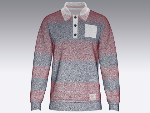 Men Printed Polo Sweatshirt With Patch 3D Model