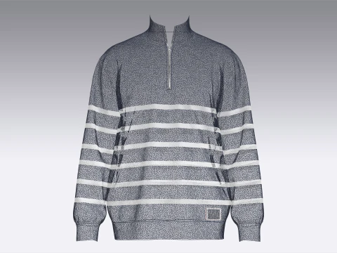 Men Sweat Jacket With Patch 3D Model
