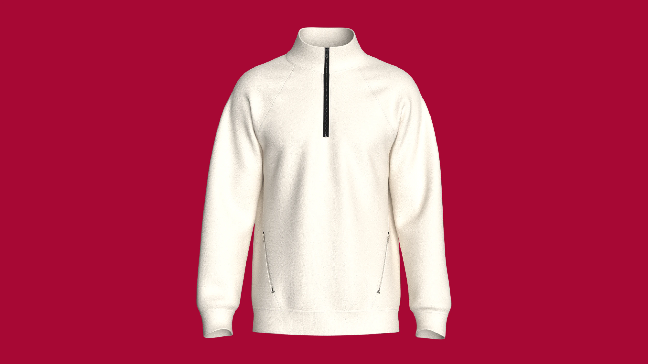 Men Raglan Half Zip Jacket With Bartack 3D Model .c4d .max .obj .3ds .fbx .stl .blend 