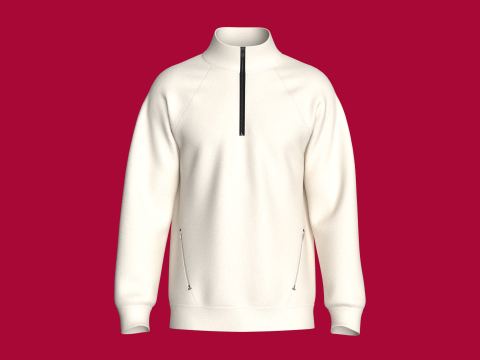 Jaqueta Masculina Raglan Meio Zip Com Bartack Modelo 3D